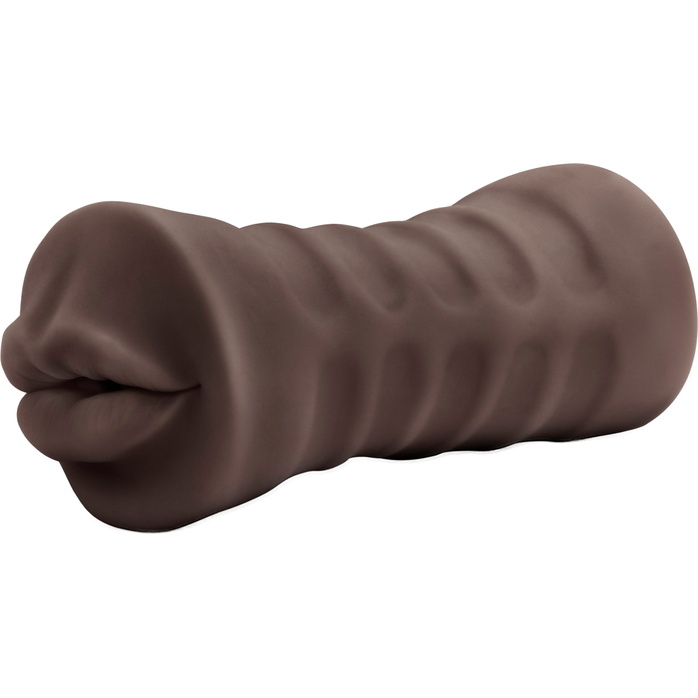 Коричневый мастурбатор-ротик Krystal Vibrating Masturbator - Enlust. Фотография 3.