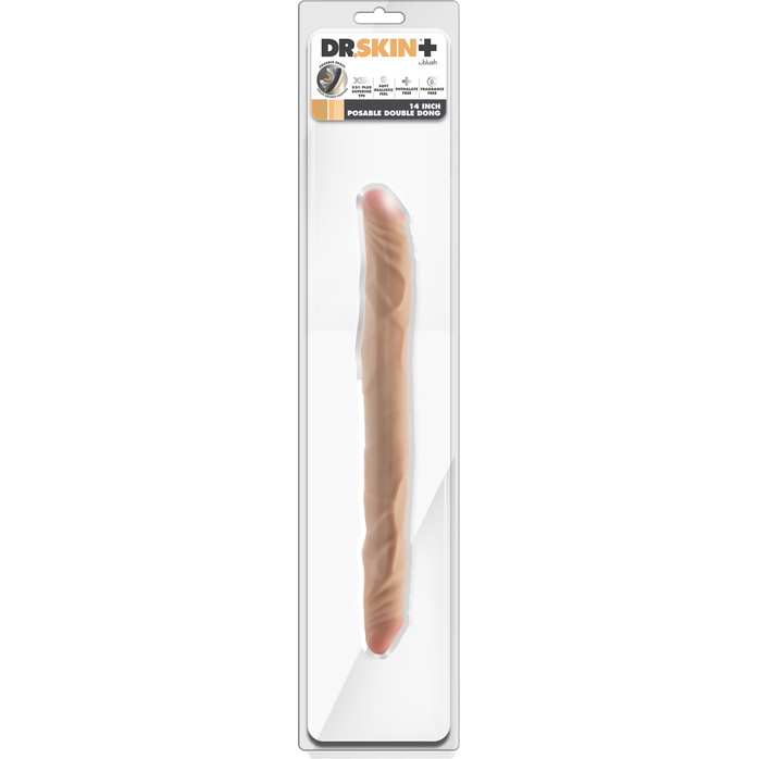 Телесный двусторонний фаллоимитатор 14 Inch Double Dong - 35,6 см - Dr. Skin Plus. Фотография 2.