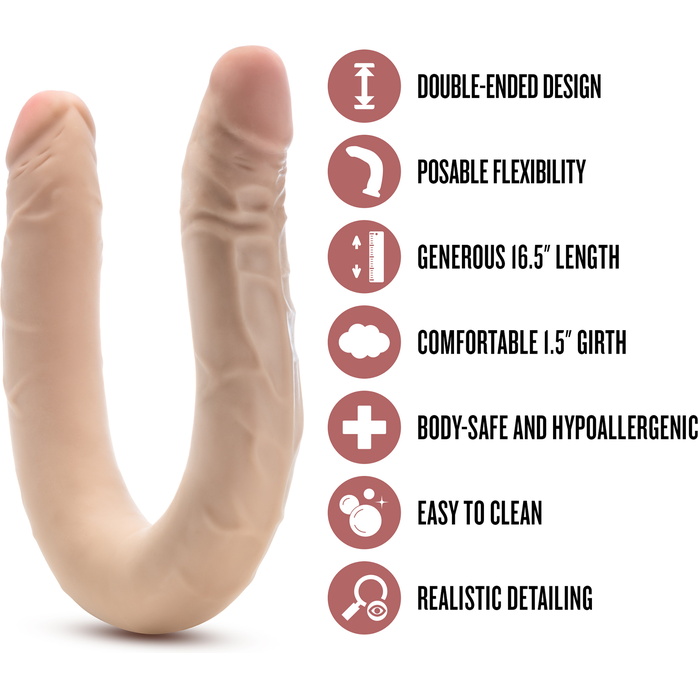 Телесный двусторонний фаллоимитатор 16.5 Inch Double Dong - 41,9 см - Dr. Skin Plus. Фотография 6.