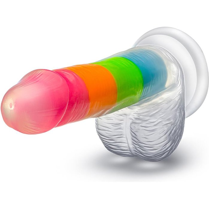 Яркий люминесцентный фаллоимитатор Rainbow Rave - 16,5 см - Neo Elite. Фотография 3.