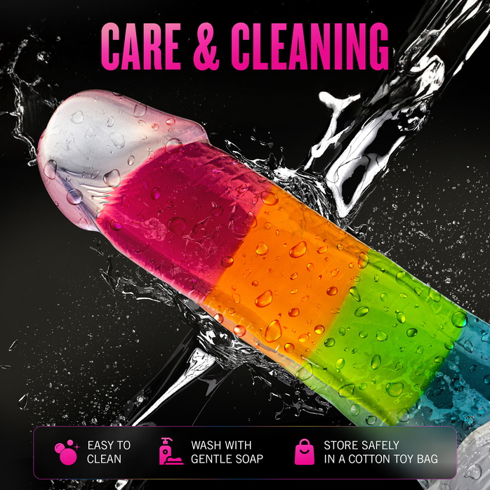 Яркий люминесцентный фаллоимитатор Rainbow Rave - 16,5 см - Neo Elite. Фотография 8.