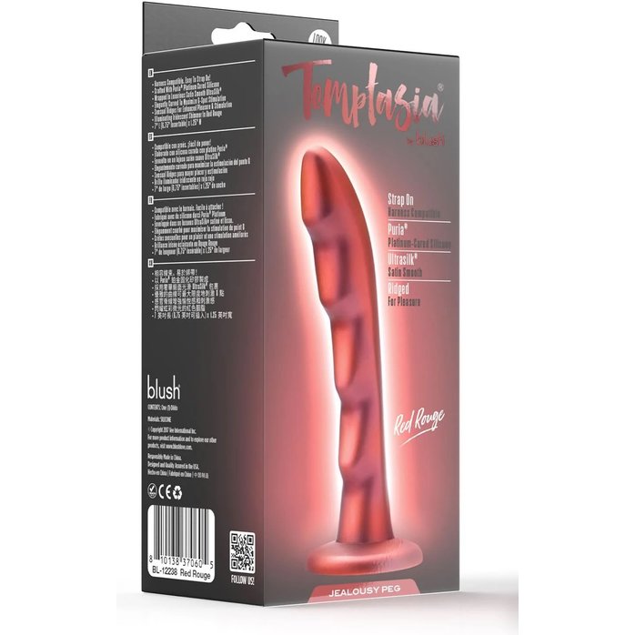Красная насадка-фаллоимитатор Jealousy 7 Inch Pegging Dildo - 17,8 см - Temptasia. Фотография 4.