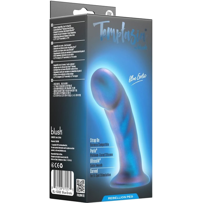 Синяя насадка-фаллоимитатор Rebellion 5.75 Inch Pegging Dildo - 14,6 см - Temptasia. Фотография 4.