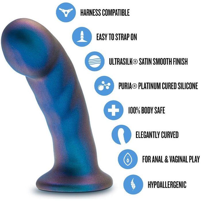 Синяя насадка-фаллоимитатор Rebellion 5.75 Inch Pegging Dildo - 14,6 см - Temptasia. Фотография 5.