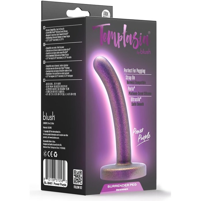 Фиолетовая насадка с гладкой поверхностью Surrender 4.75 Inch Beginner Pegging Dildo - 12 см - Temptasia. Фотография 2.