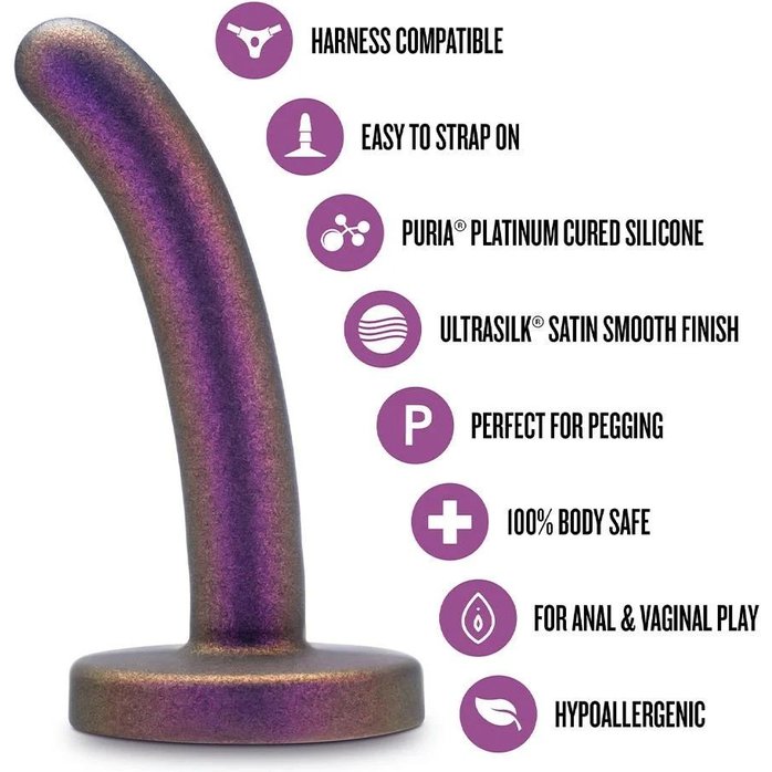 Фиолетовая насадка с гладкой поверхностью Surrender 4.75 Inch Beginner Pegging Dildo - 12 см - Temptasia. Фотография 4.