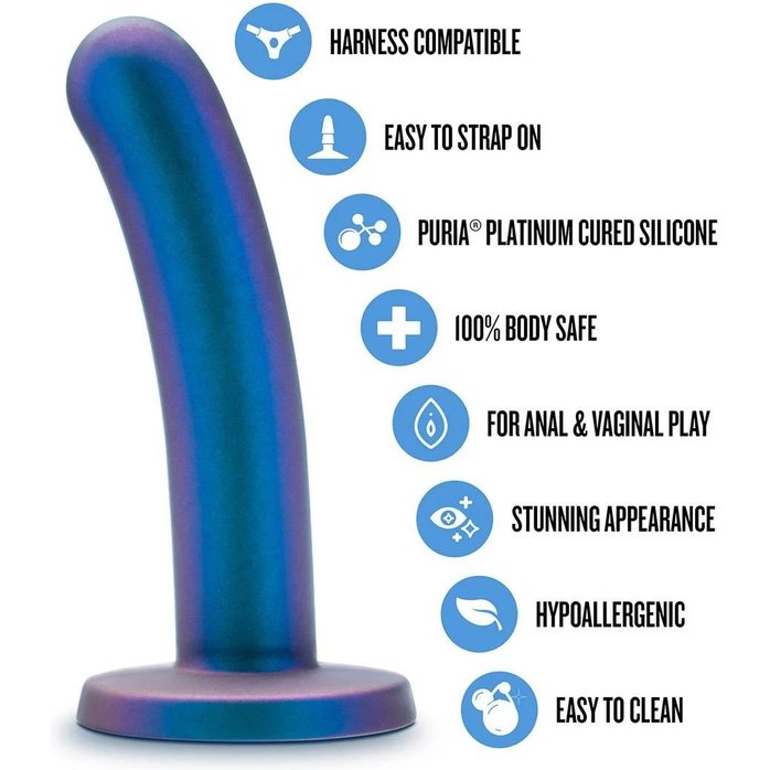 Синяя насадка с гладкой поверхностью Surrender 5.75 Inch Intermediate Pegging Dildo - 14,6 см - Temptasia. Фотография 4.