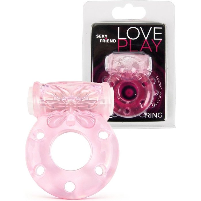 Розовое эрекционное виброкольцо с бабочкой - SEXY FRIEND СЕКСУАЛЬНАЯ ИГРА. Фотография 2.