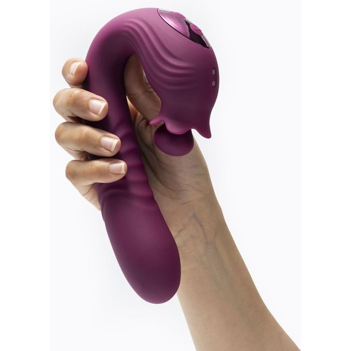 Фиолетовый вибратор Selove Campanula с вращающимся стимулятором клитора - 18,2 см. Фотография 2.