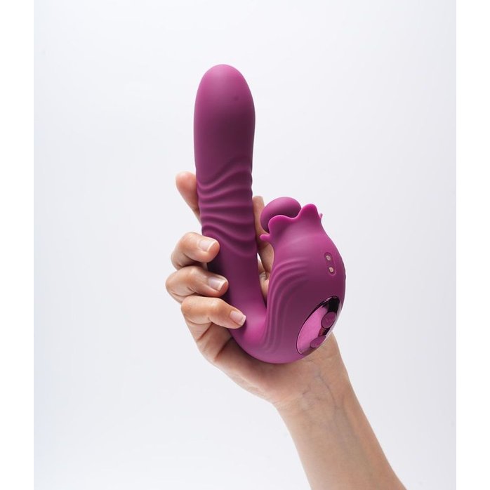 Фиолетовый вибратор Selove Campanula с вращающимся стимулятором клитора - 18,2 см. Фотография 3.