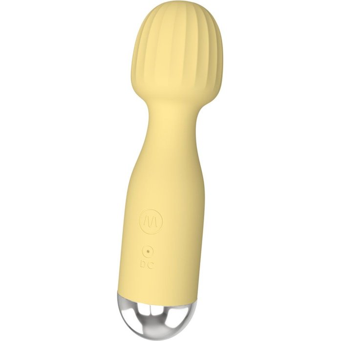 Желтый мини-вибратор с шаровидной головкой. Фотография 2.