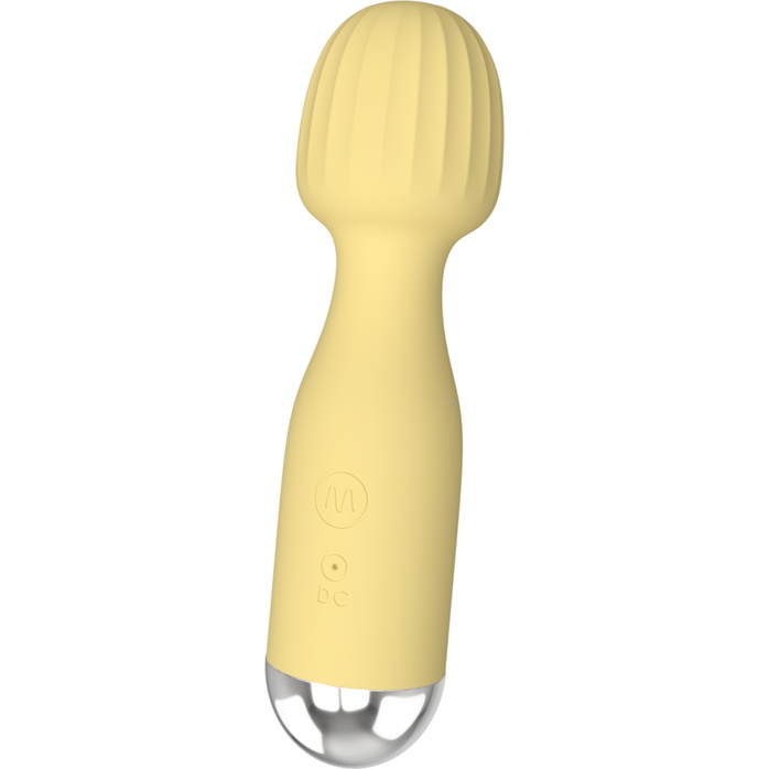 Желтый мини-вибратор с шаровидной головкой. Фотография 3.