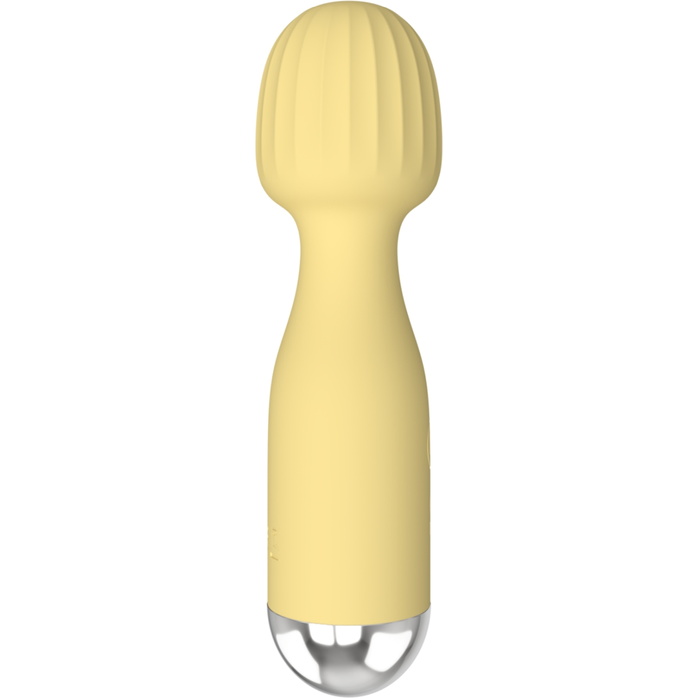 Желтый мини-вибратор с шаровидной головкой. Фотография 4.