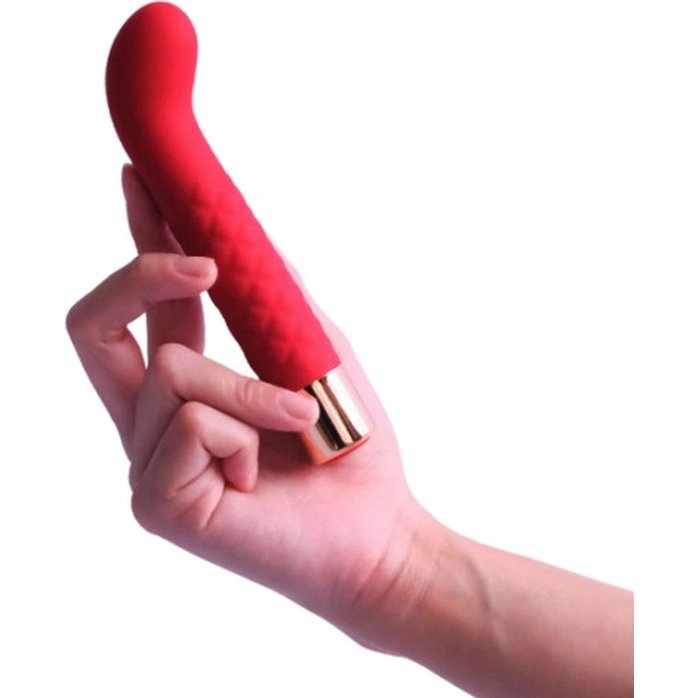 Красный вибратор для G-точки - 14,5 см. Фотография 3.