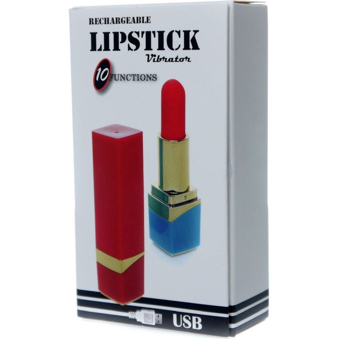 Красный мини-вибратор в форме помады. Фотография 3.
