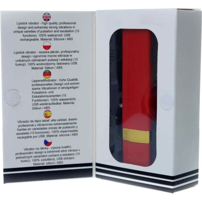 Красный мини-вибратор в форме помады. Фотография 5.