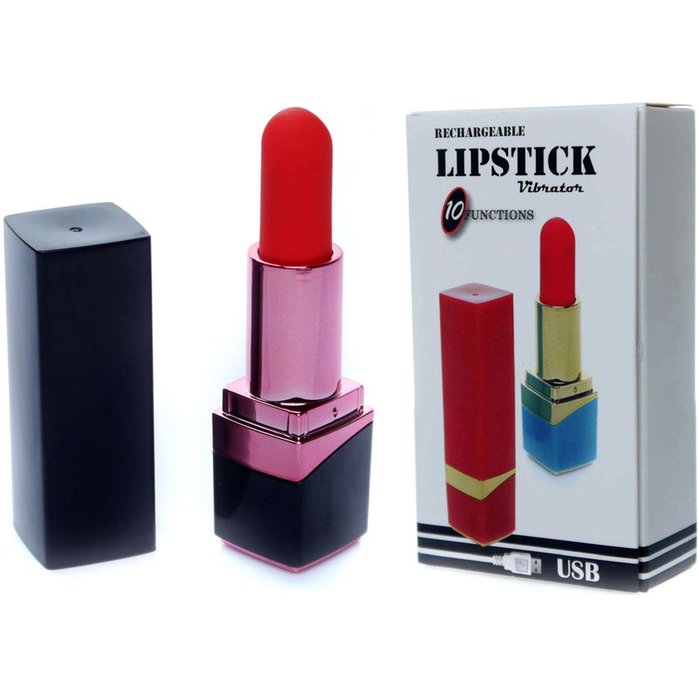 Черный мини-вибратор в форме помады. Фотография 2.