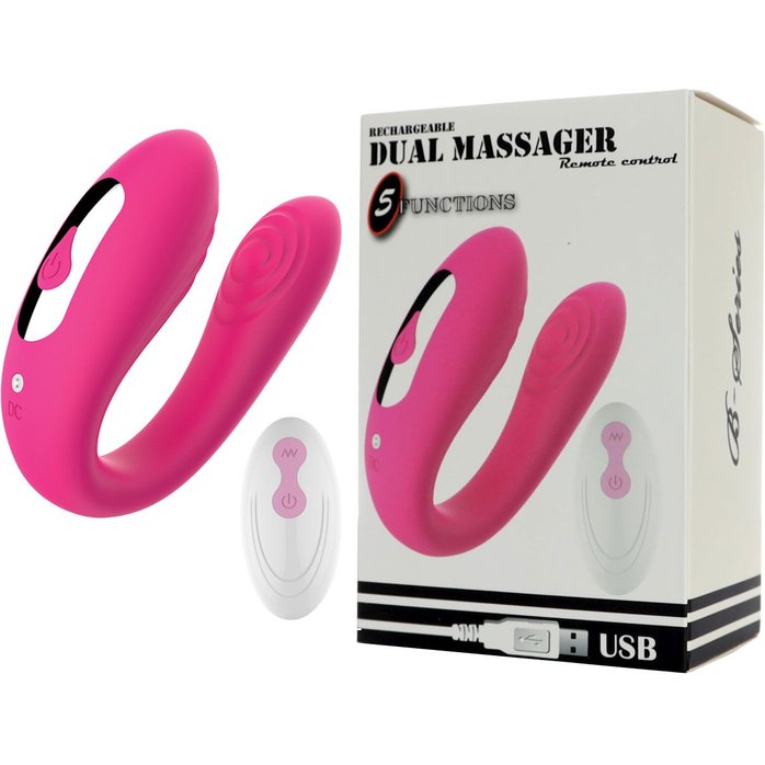 Розовый вибратор для пар с пультом ДУ. Фотография 2.