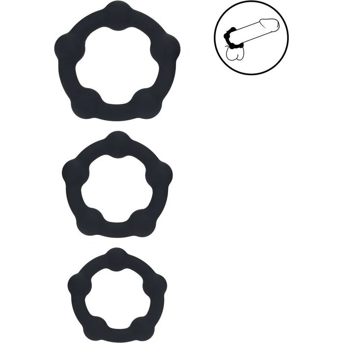 Набор из 3 эрекционных колец Beaded Silicone Cockring Set - Levelz
