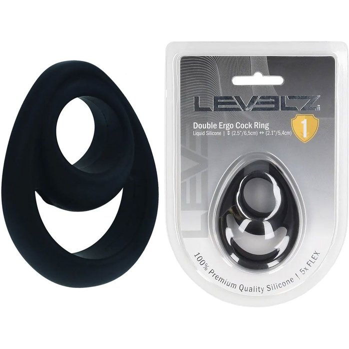 Черное эрекционное кольцо Double Ergo Silicone Cockring - Levelz. Фотография 3.