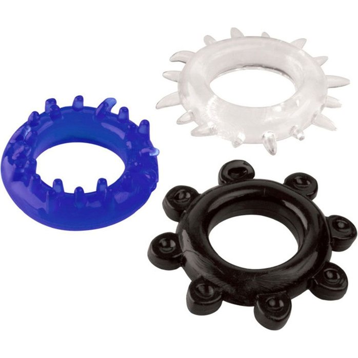 Набор из 3 эрекционных колец разного цвета и рельефа