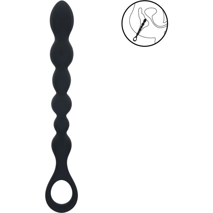 Черная силиконовая цепочка Beaded Snake Silicone Anal Probe with Loop - 26 см - Levelz