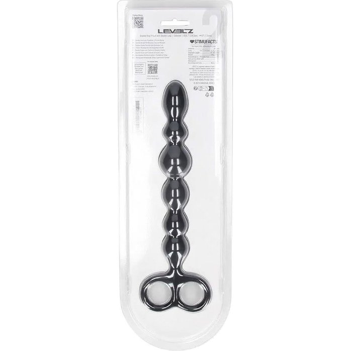 Черная анальная цепочка Beaded Silicone Anal Probe with Double Loop - 24 см - Levelz. Фотография 4.