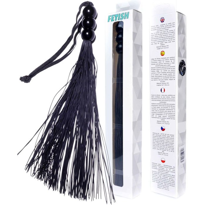 Черная силиконовая плетка - 25,4 см. Фотография 3.