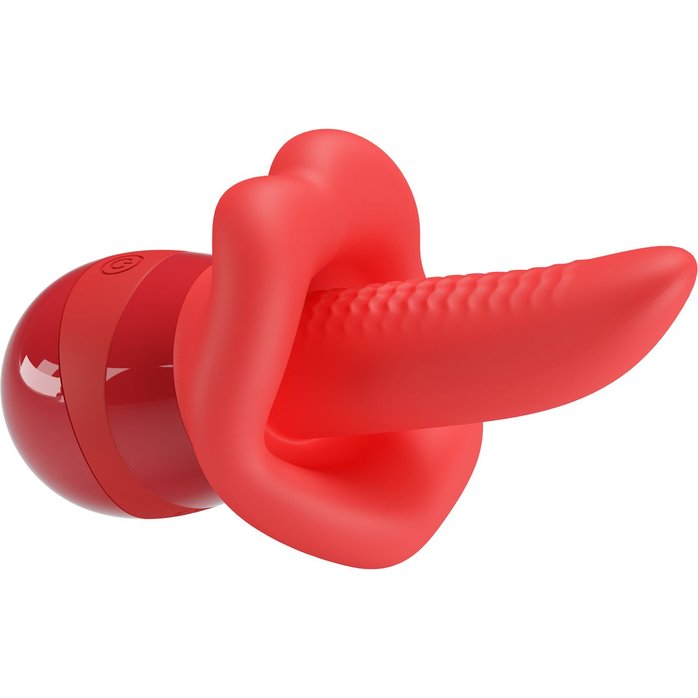 Красный вибратор с подвижным язычком Obelia - Pretty Love. Фотография 4.