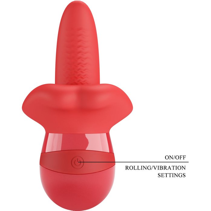 Красный вибратор с подвижным язычком Obelia - Pretty Love. Фотография 6.