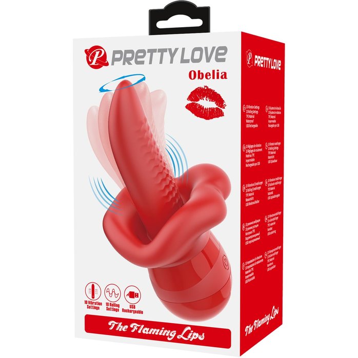 Красный вибратор с подвижным язычком Obelia - Pretty Love. Фотография 9.
