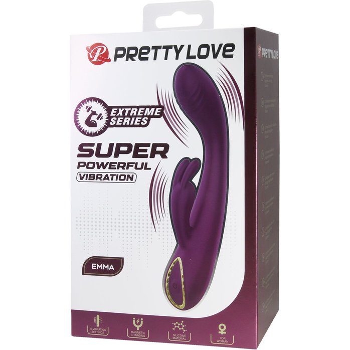 Фиолетовый вибратор со стимулятором клитора Emma - 15,8 см - Pretty Love. Фотография 8.