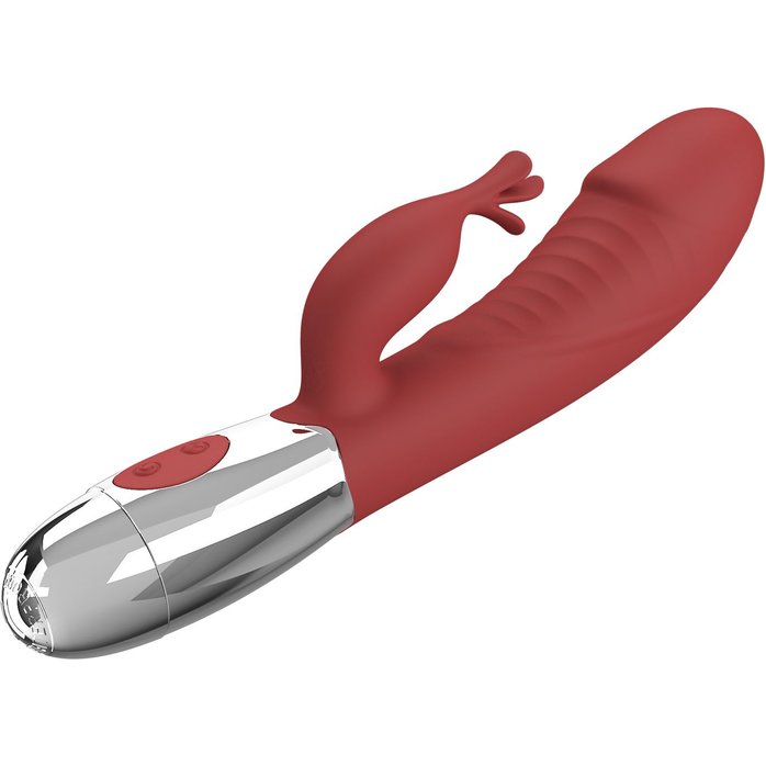 Красный вибратор со стимулятором клитора Rasmussen - 19,8 см - Pretty Love. Фотография 2.
