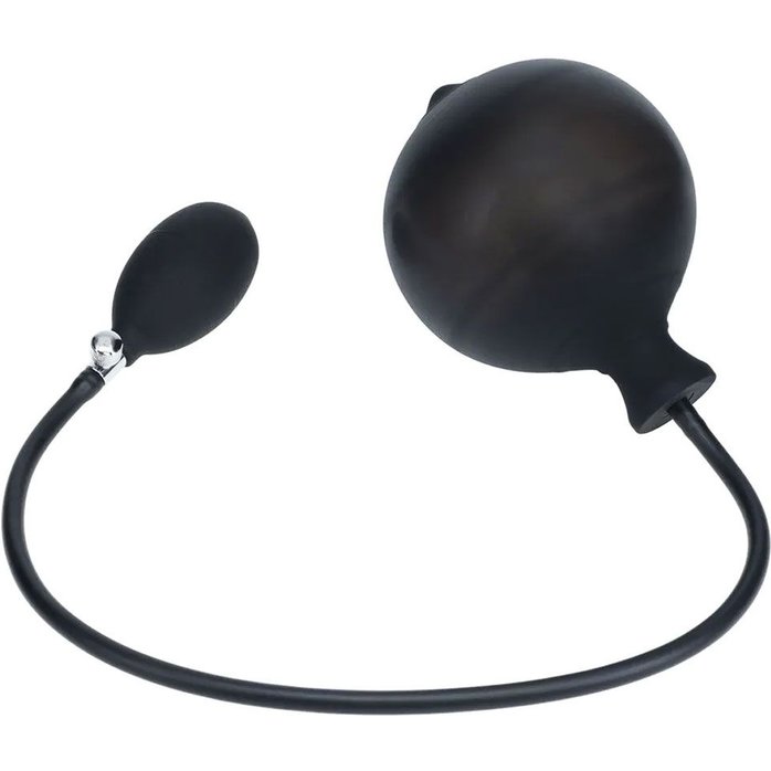 Черная анальная втулка с функцией расширения Ribbed Inflatable Silicone Anal Plug - Levelz. Фотография 2.