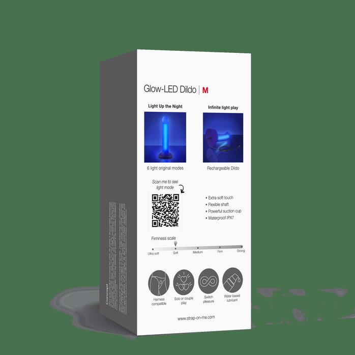 Светящийся фаллоимитатор Strap-on-me Glow-Led Dildo - size M. Фотография 7.