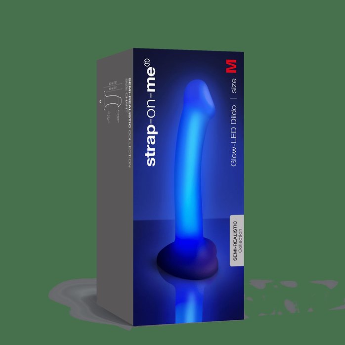 Светящийся фаллоимитатор Strap-on-me Glow-Led Dildo - size M. Фотография 8.