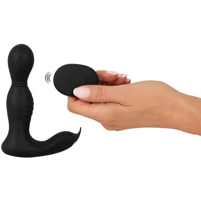 Черная анальная пробка с вибрацией, вращением и пультом ДУ RC Butt Plug with 2 Functions - You2Toys. Фотография 7.