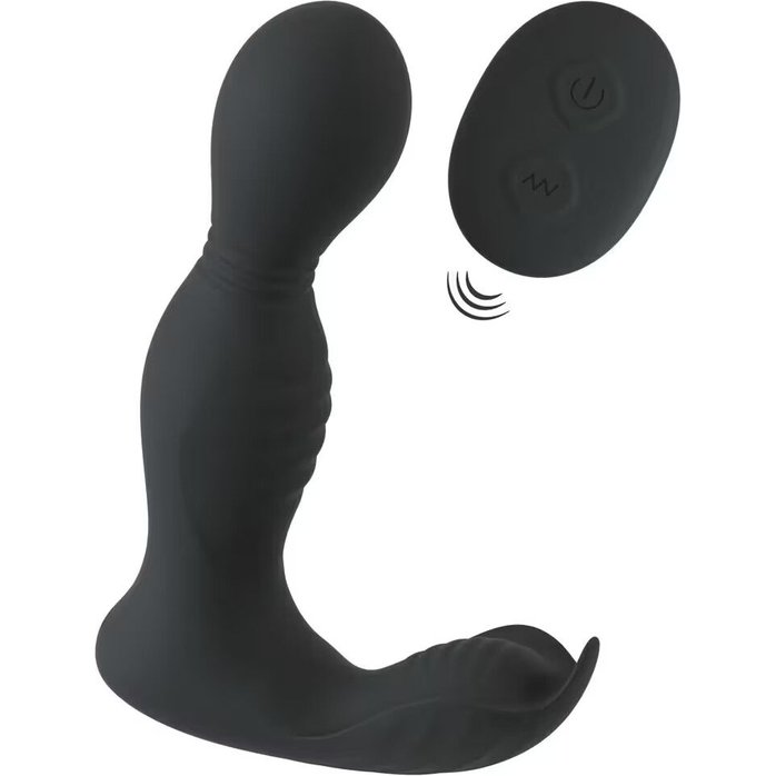 Черная анальная пробка с вибрацией, вращением и пультом ДУ RC Butt Plug with 2 Functions - You2Toys