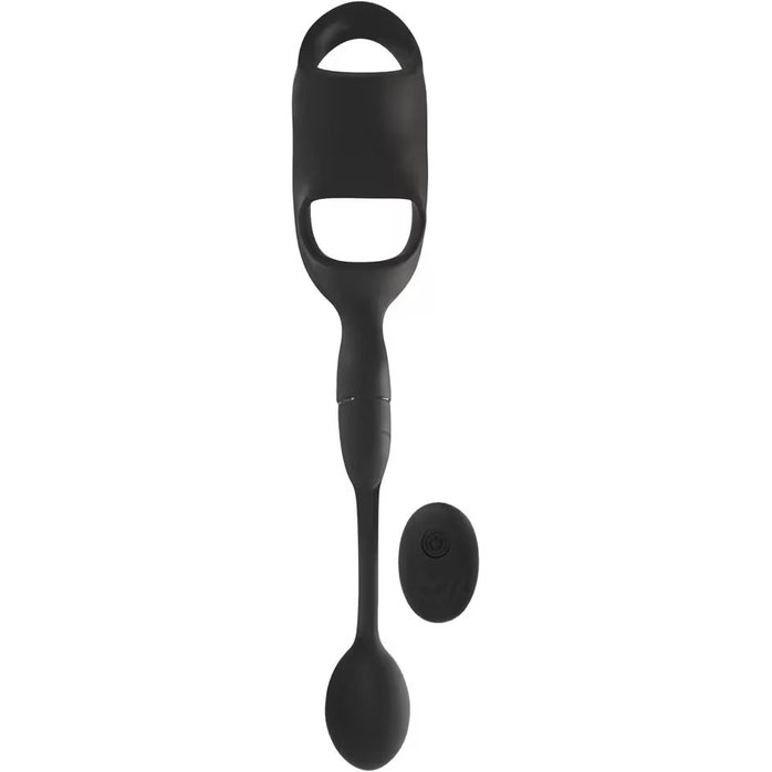 Черное виброкольцо с анальной пробкой Cock Ring with RC Butt Plug - You2Toys. Фотография 3.