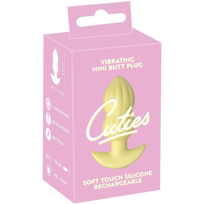 Желтая анальная пробка с вибрацией Cuties Vibrating Mini Butt Plug - 8 см - Cuties. Фотография 2.