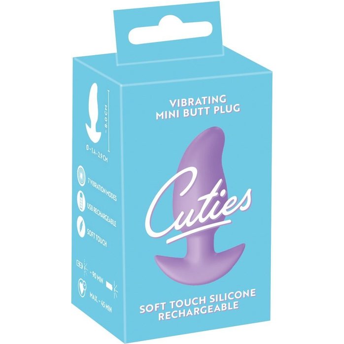 Сиреневая анальная пробка с вибрацией Cuties Vibrating Mini Butt Plug - 8 см - Cuties. Фотография 2.