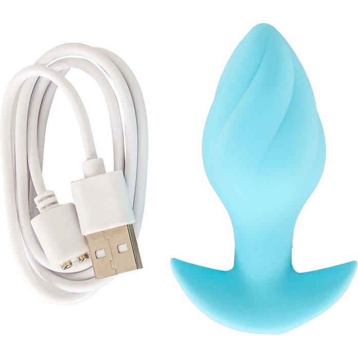 Голубая анальная пробка с вибрацией Cuties Vibrating Mini Butt Plug - 8 см - Cuties. Фотография 8.