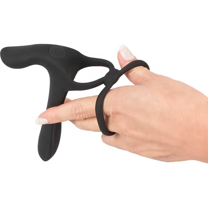 Черная насадка на член с вибрацией Couple’s Vibrator - You2Toys. Фотография 6.