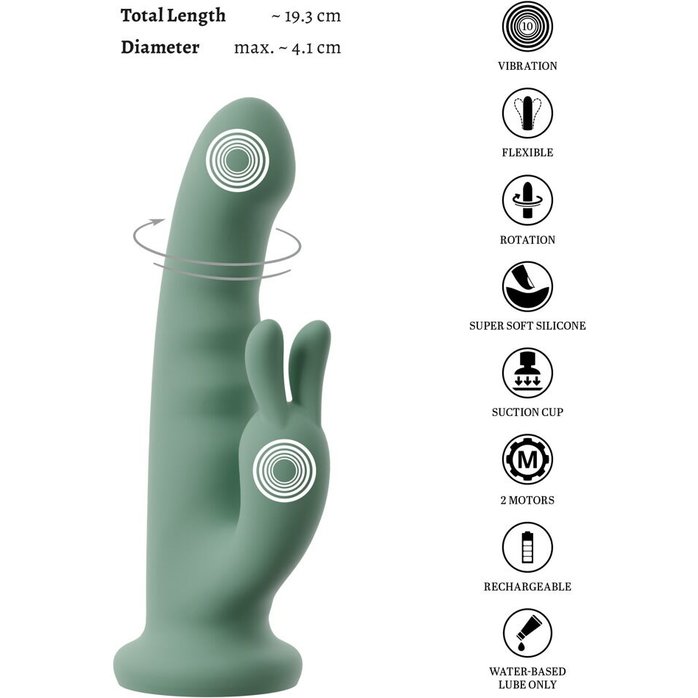 Зеленый вибратор-ротатор Luvio - 19,3 см - Beau coeur. Фотография 10.