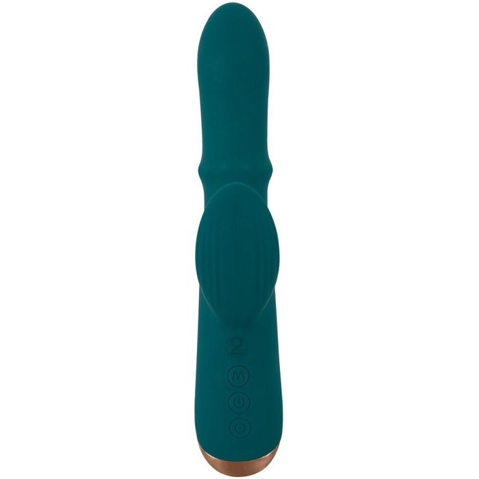 Зеленый вибратор-кролик с подвижным кольцом Thumping Rabbit Vibrator - 22,7 см - You2Toys. Фотография 3.