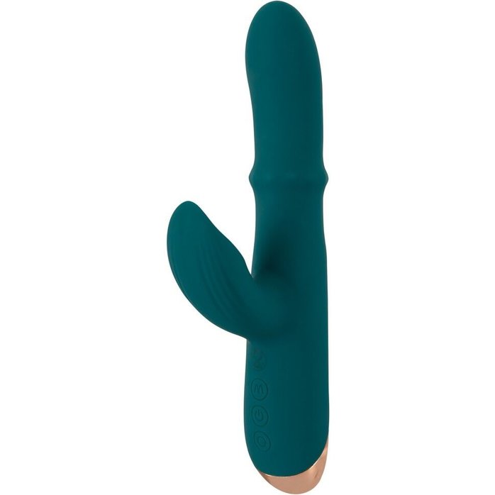 Зеленый вибратор-кролик с подвижным кольцом Thumping Rabbit Vibrator - 22,7 см - You2Toys. Фотография 5.