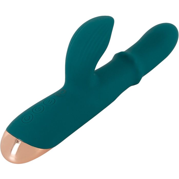 Зеленый вибратор-кролик с подвижным кольцом Thumping Rabbit Vibrator - 22,7 см - You2Toys. Фотография 6.