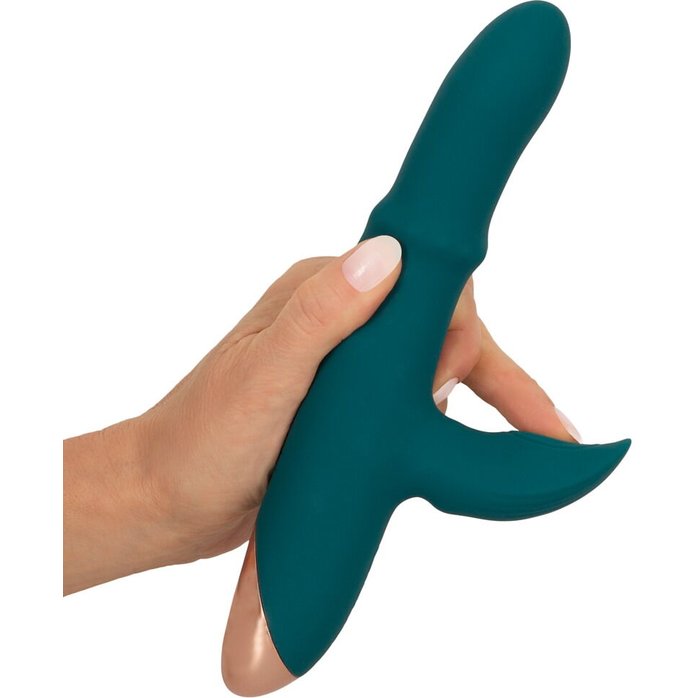 Зеленый вибратор-кролик с подвижным кольцом Thumping Rabbit Vibrator - 22,7 см - You2Toys. Фотография 7.