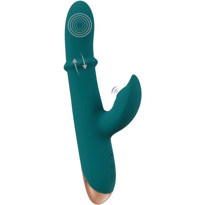 Зеленый вибратор-кролик с подвижным кольцом Thumping Rabbit Vibrator - 22,7 см - You2Toys. Фотография 10.