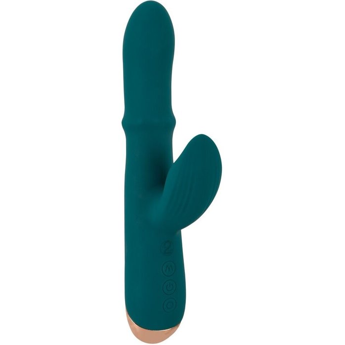 Зеленый вибратор-кролик с подвижным кольцом Thumping Rabbit Vibrator - 22,7 см - You2Toys